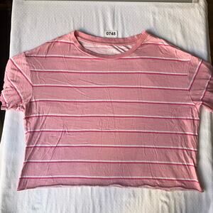 PINK Victoria’s Secret Women’s Short Sleeve Tank Top, size S, Pink w Stripes